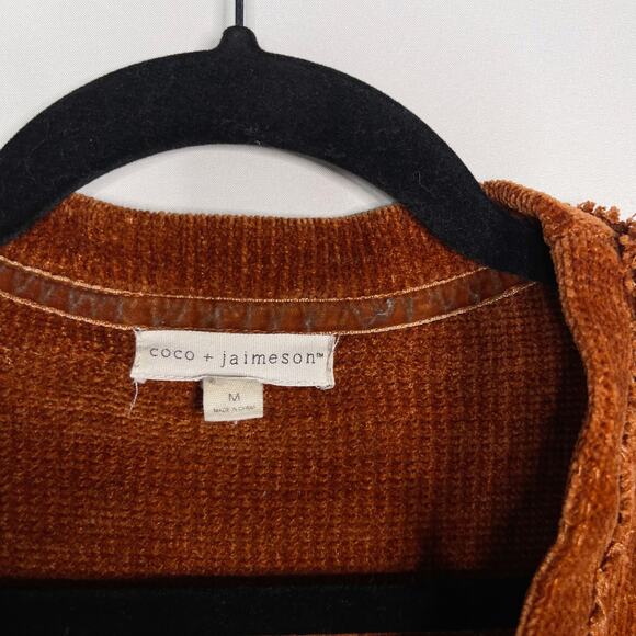 Coco + Jamieson Womens Medium M Rust Orange Chenille V Neck Sweater Pullover - Picture 6 of 8